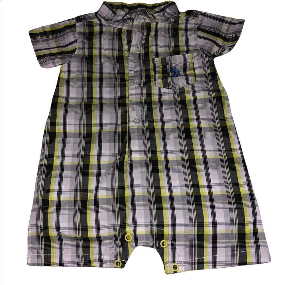 Polo Plaid Cotton shorts one piece in Blue, Yellow and White
